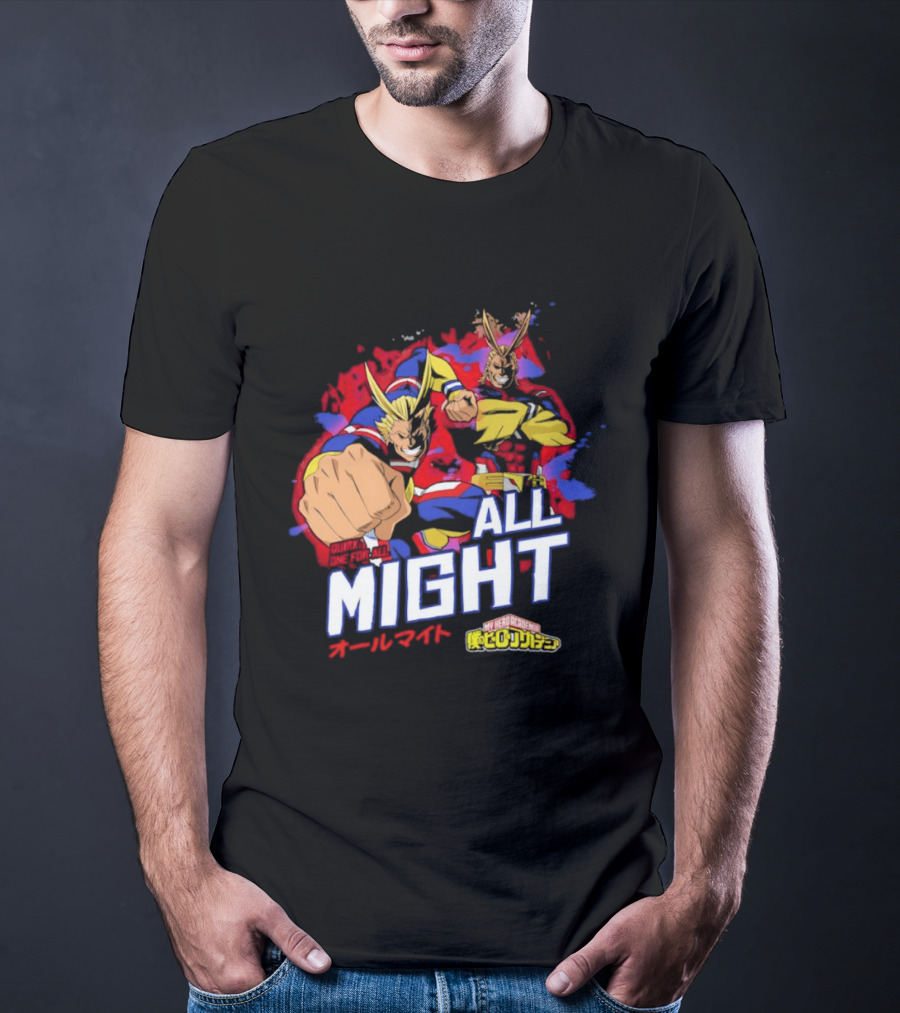 All Might My Hero Academia Anime Hero Iconic Character Art Quirk One For All T-Shirt
