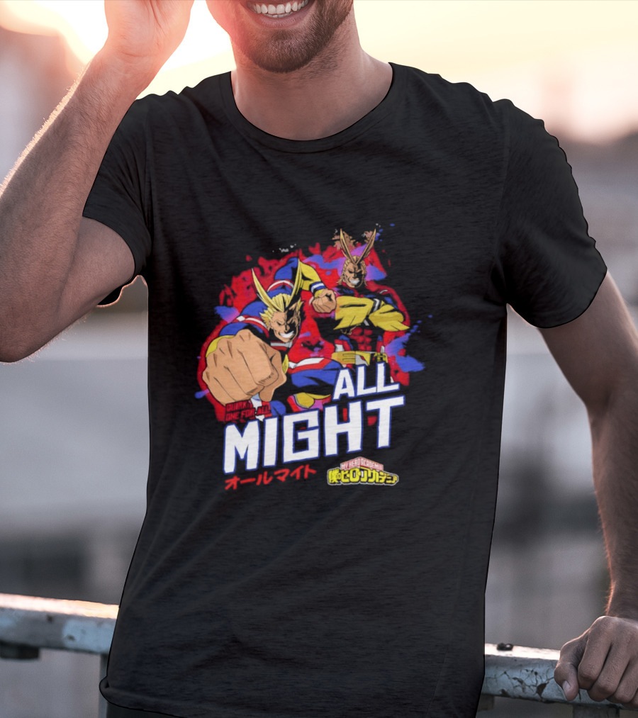 All Might My Hero Academia Anime Hero Iconic Character Art Quirk One For All T-Shirt