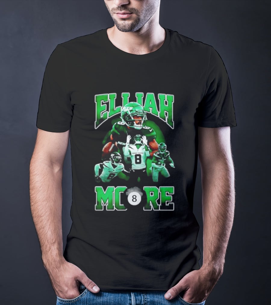 Elijah Moore New York Jets Number 8 NFL Team Player T-Shirt
