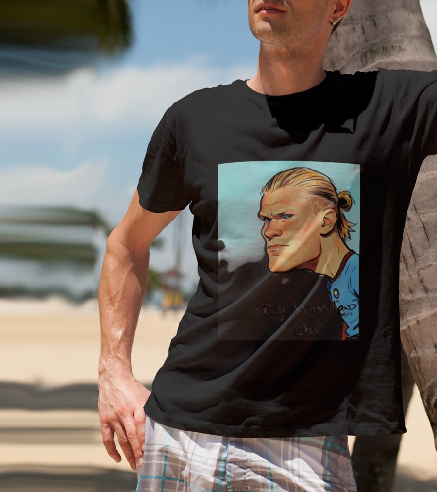 Erling Haaland Cartoon Manchester City Stay Humble Eh T-Shirt