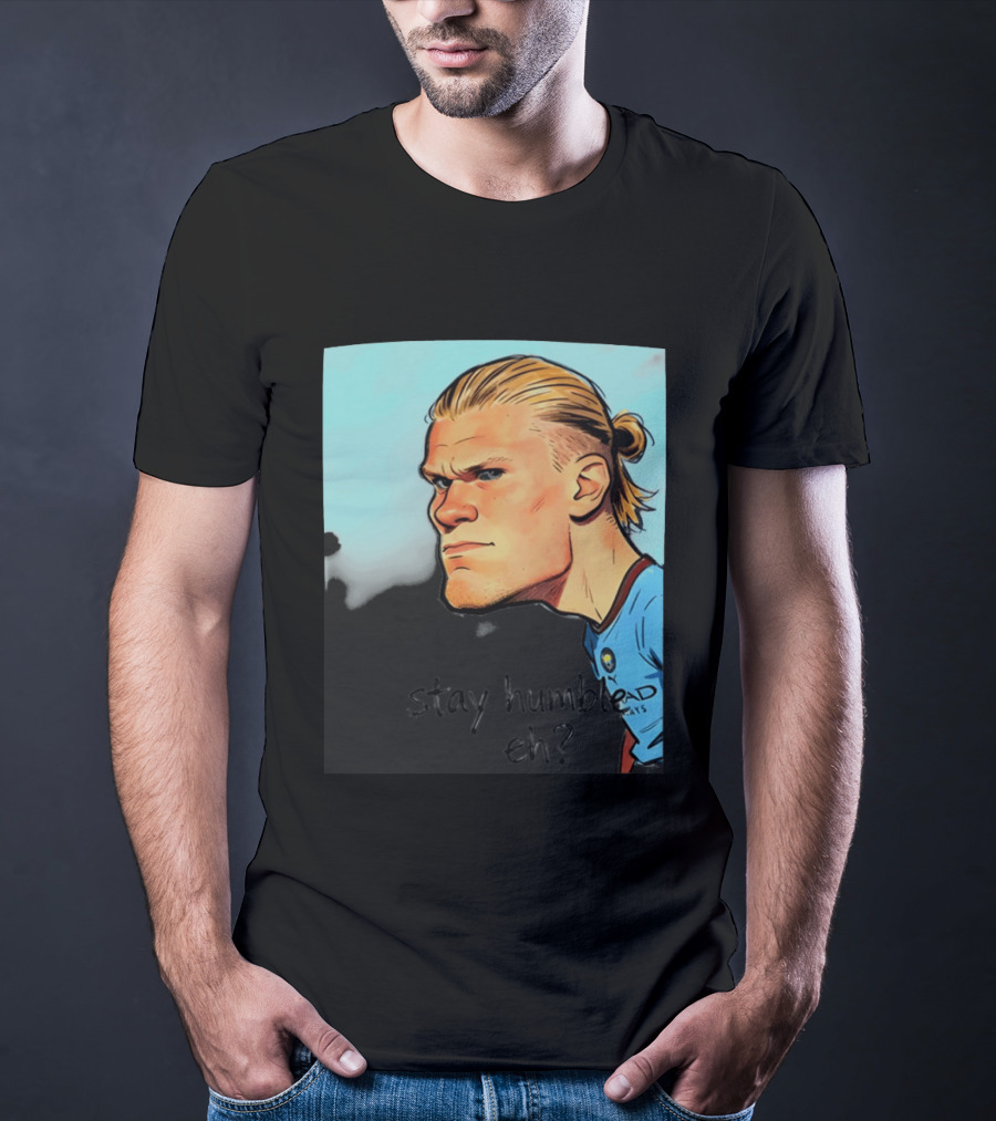 Erling Haaland Cartoon Manchester City Stay Humble Eh T-Shirt