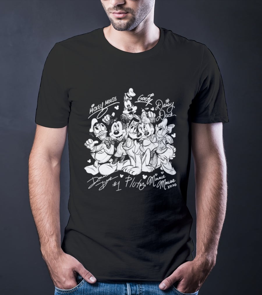 Mickey Mouse Goofy Daisy Duck Donald Duck Pluto Minnie Mouse Friends 2026 Disneyland Trip Sketch T-Shirt