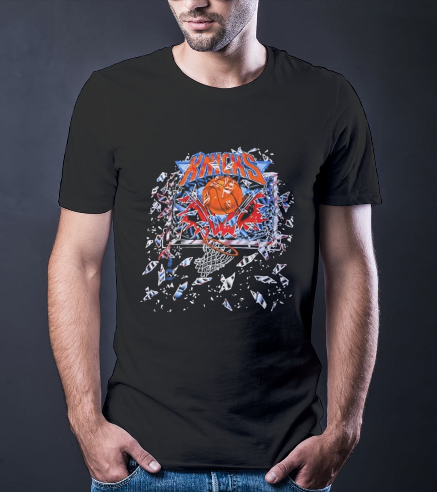 New York Knicks Basketball Backboard Shatter Explosive Glass Impact T-Shirt