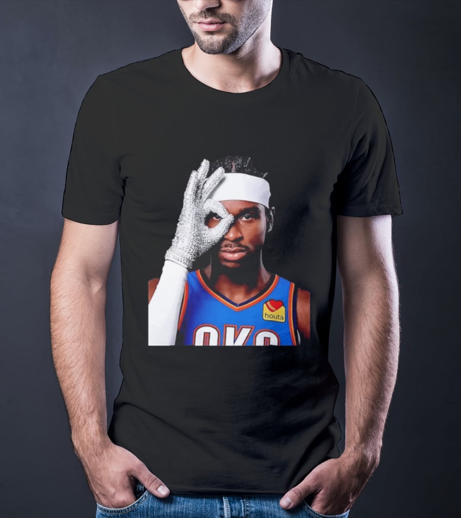 Shai Gilgeous Alexander Oklahoma City Thunder Clutch Player Of The Year 2026 Glitter Gloves Houta OKC T-Shirt