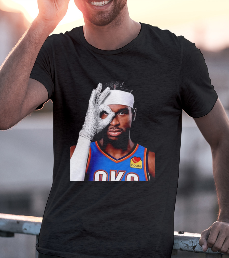 Shai Gilgeous Alexander Oklahoma City Thunder Clutch Player Of The Year 2026 Glitter Gloves Houta OKC T-Shirt