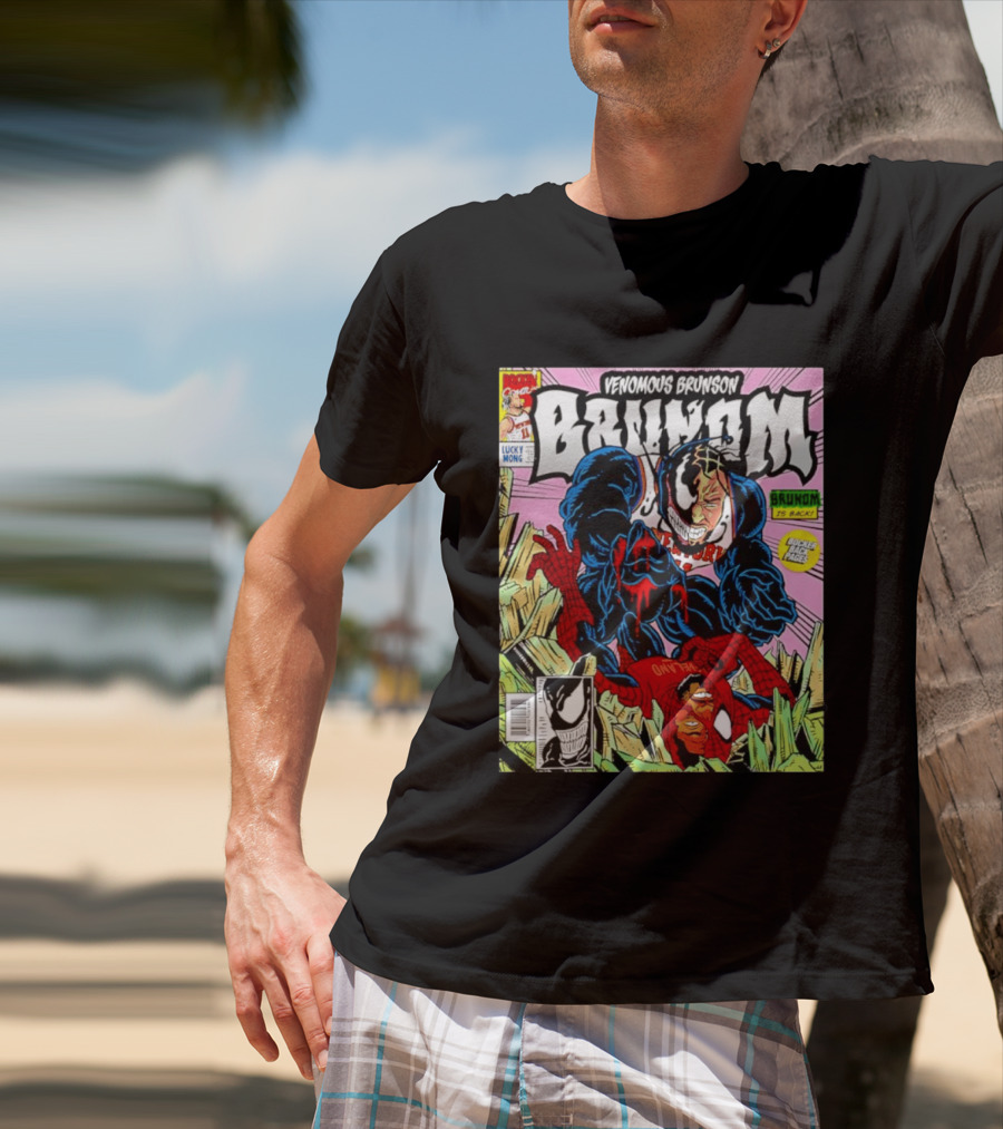 Venomous Brunson Venom X Jalen Brunson Marvel Comic Brunes Back Cover Price T-Shirt