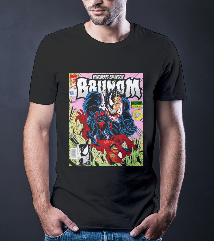 Venomous Brunson Venom X Jalen Brunson Marvel Comic Brunes Back Cover Price T-Shirt