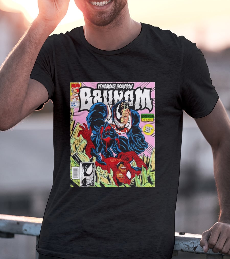 Venomous Brunson Venom X Jalen Brunson Marvel Comic Brunes Back Cover Price T-Shirt