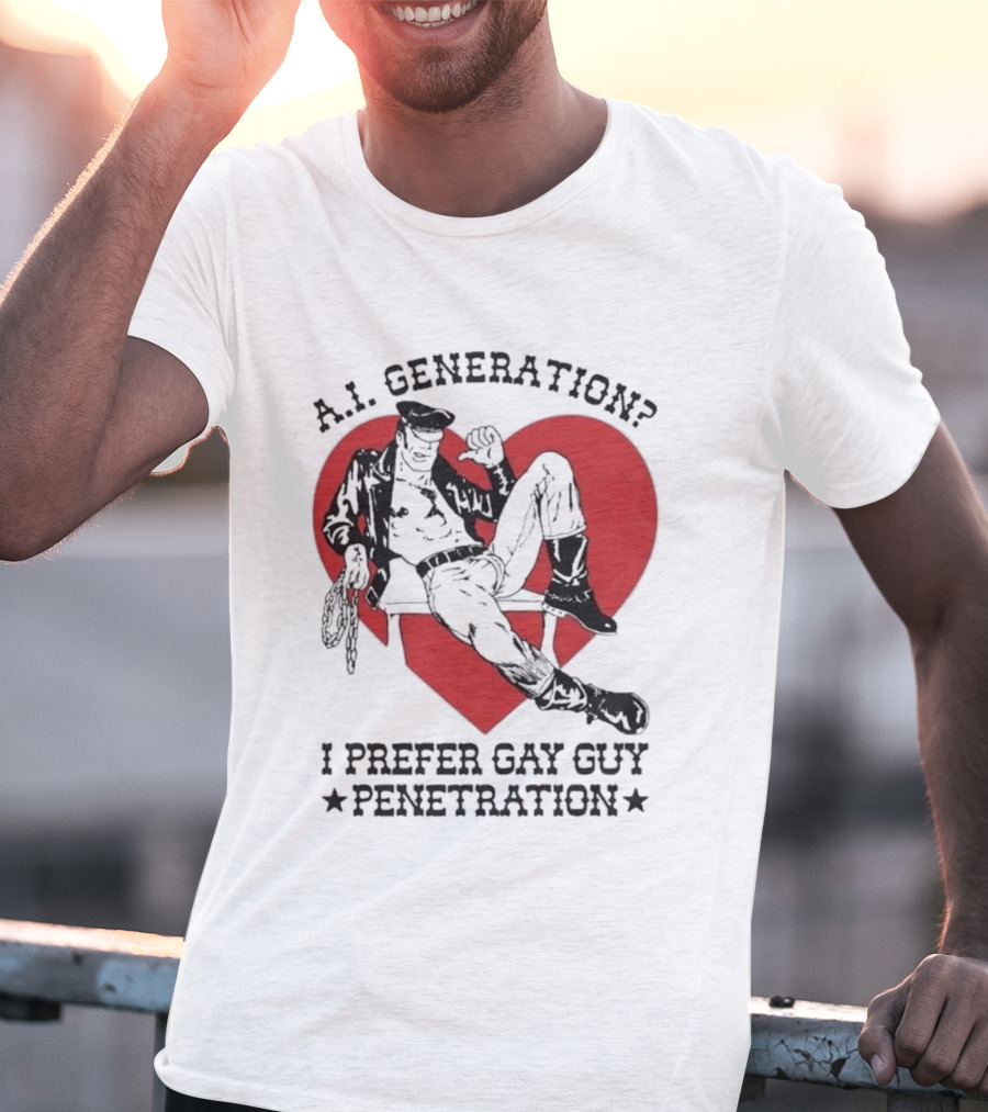A.I. Generation I Prefer Gay Guy Penetration Heart Background Leather Outfit T-Shirt