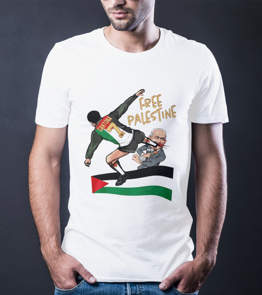 Cantona Number 7 Free Palestine Kick Advocate T-Shirt