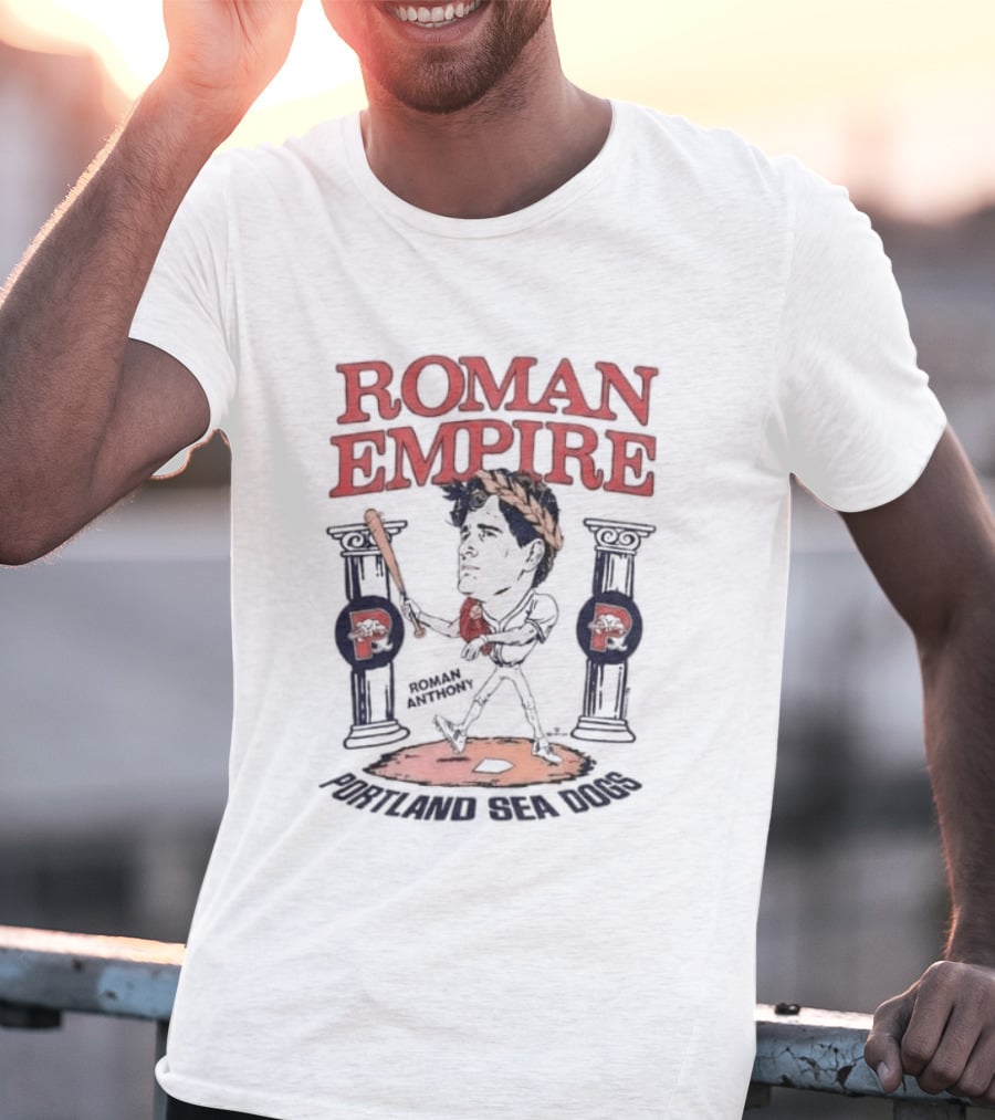 Roman Empire Phillies Portland Sea Dogs Baseball Bat Columns T-Shirt