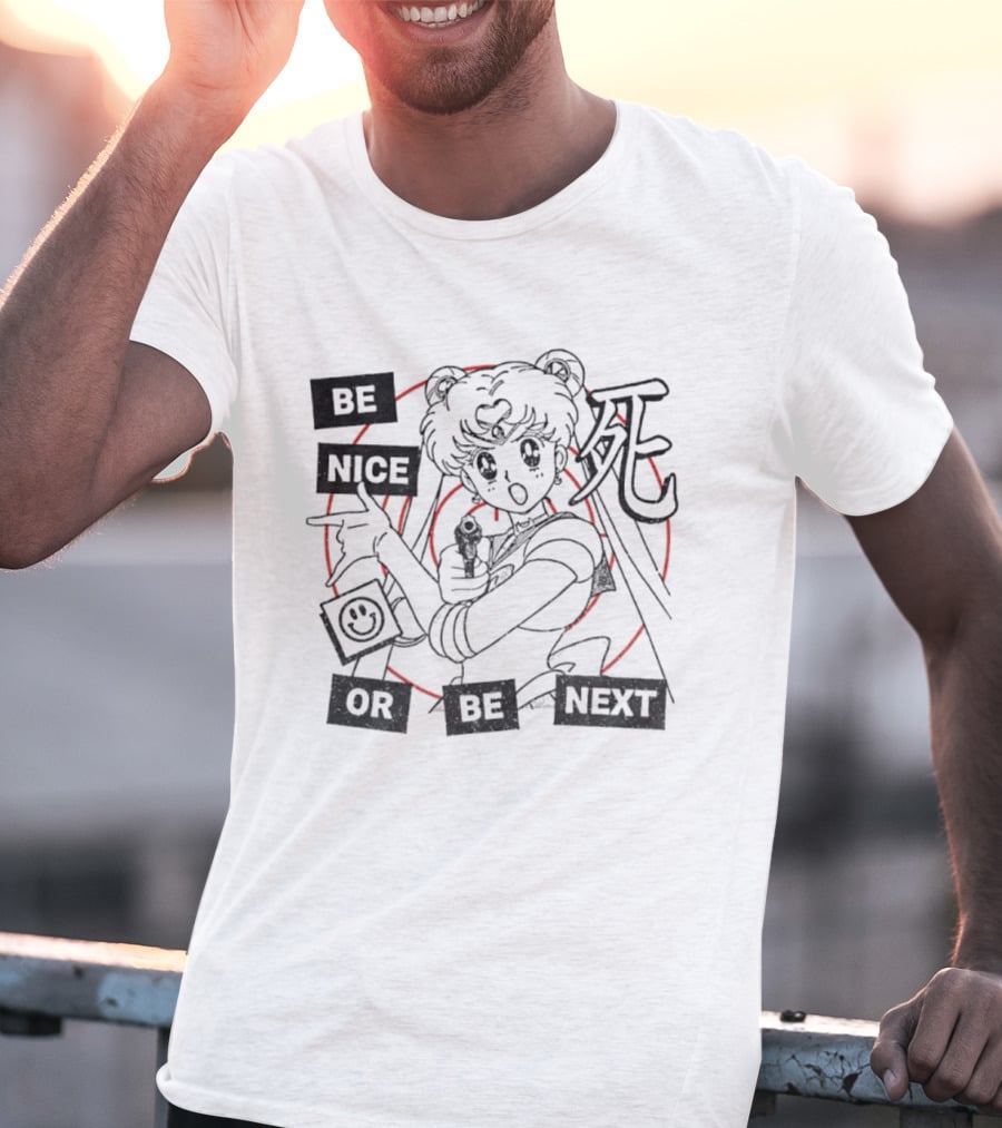 Be Nice Or Be Next Anime Girl With Gun And Red Target T-Shirt