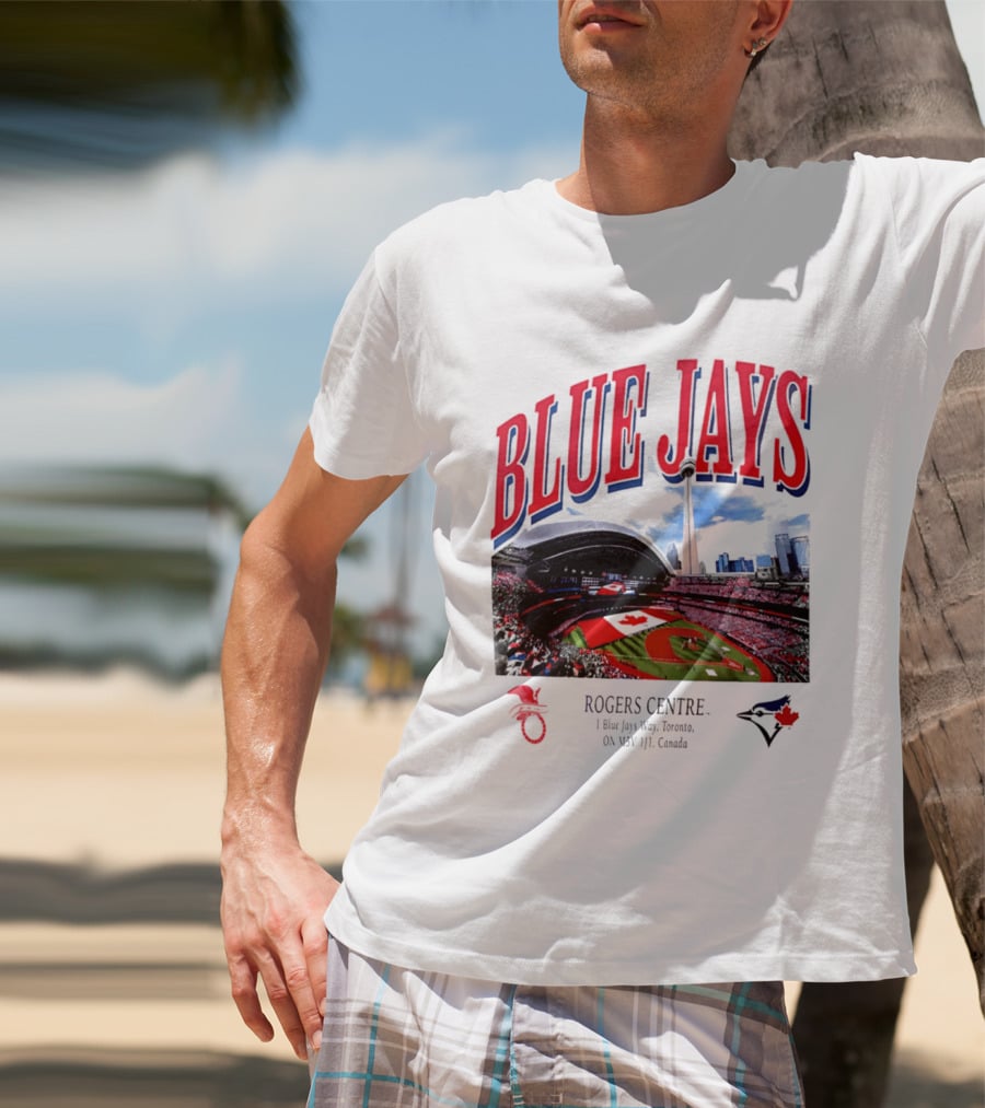 Blue Jays Rogers Centre Toronto Skyline CN Tower Baseball Stadium Canada T-Shirt