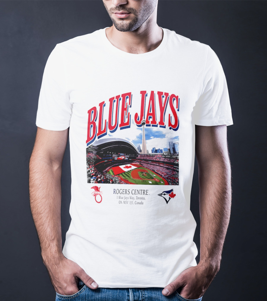 Blue Jays Rogers Centre Toronto Skyline CN Tower Baseball Stadium Canada T-Shirt