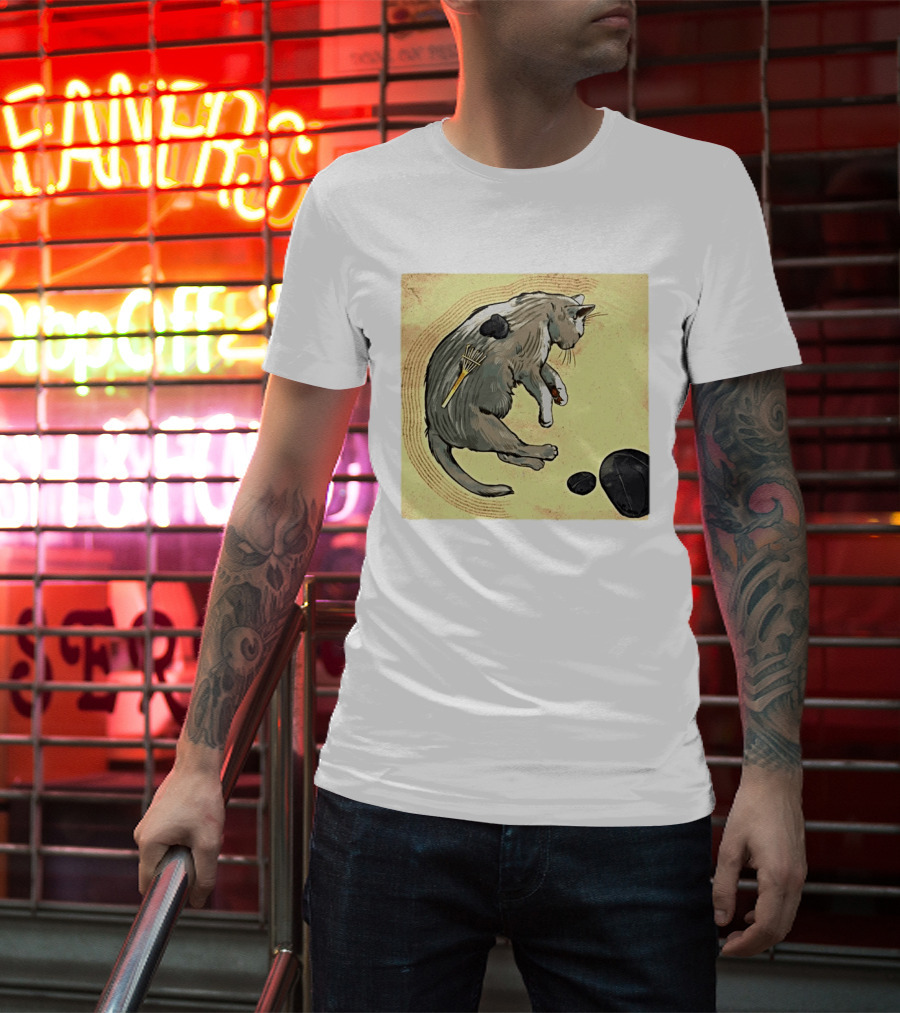 Zen Garden Kitty Rake And Stones Tranquility T-Shirt