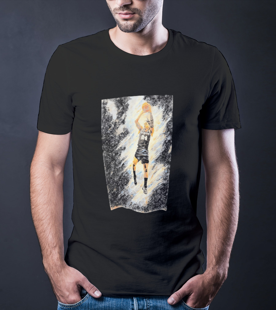 Devin Vassell 24 San Antonio Spurs Basketball Player In Iconic Action Pose T-Shirt