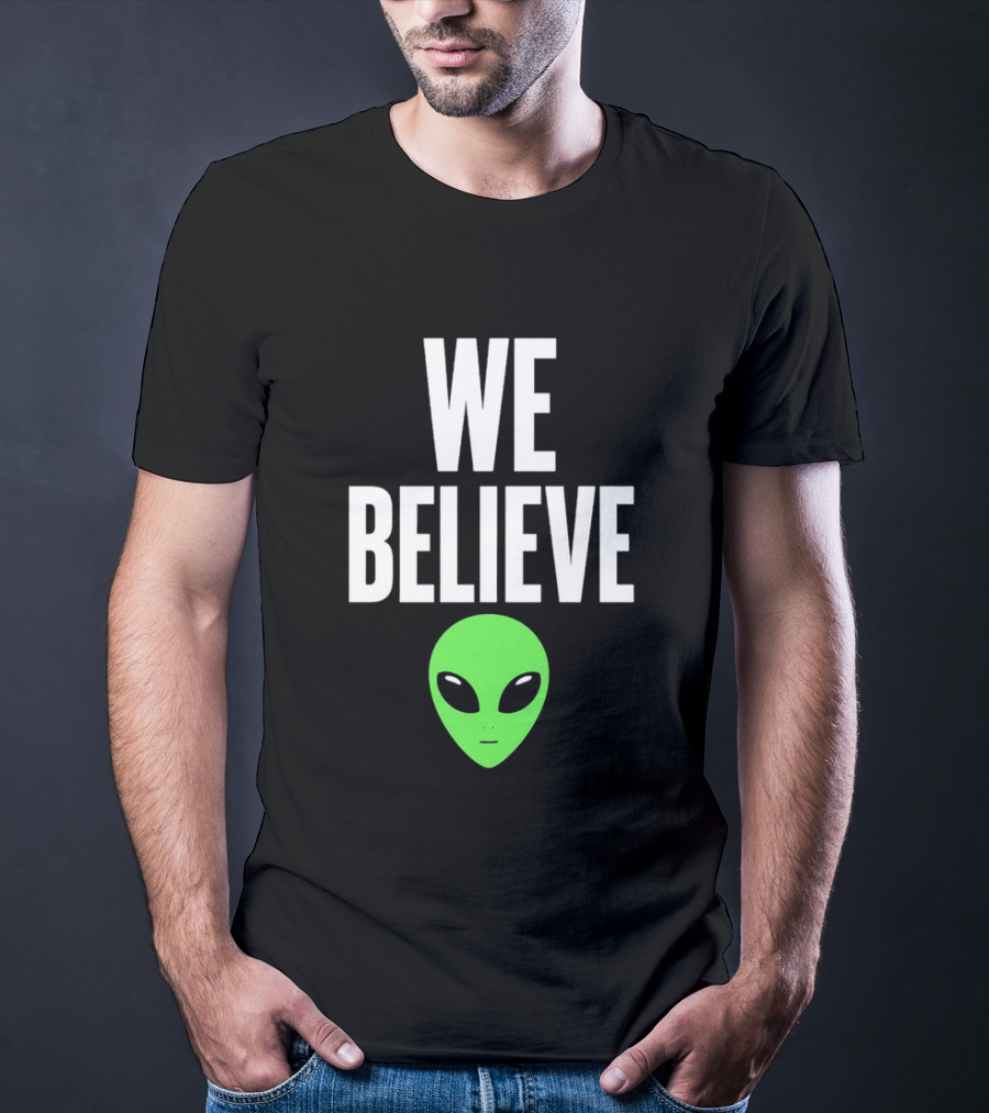 We Believe Alien Green Head Basketball Fans Go Spurs Go T-Shirt