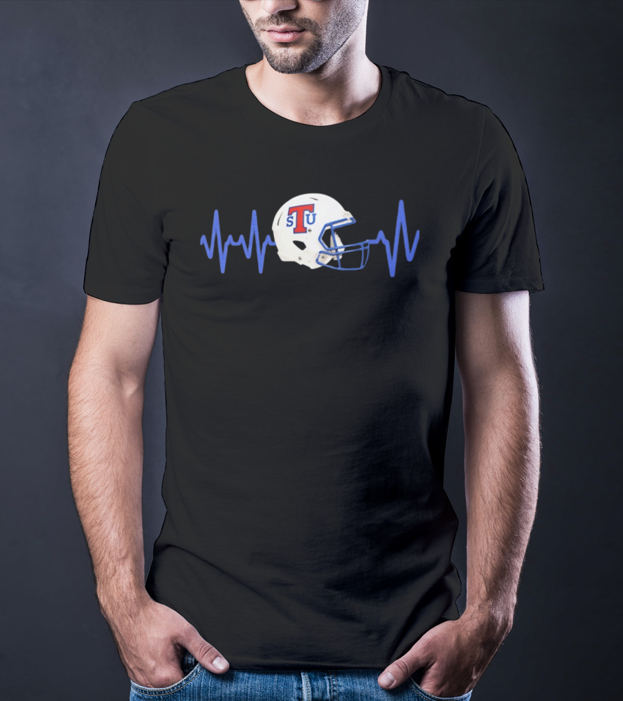 Louisiana Tech Bulldogs STU Football Helmet Heartbeat T-Shirt