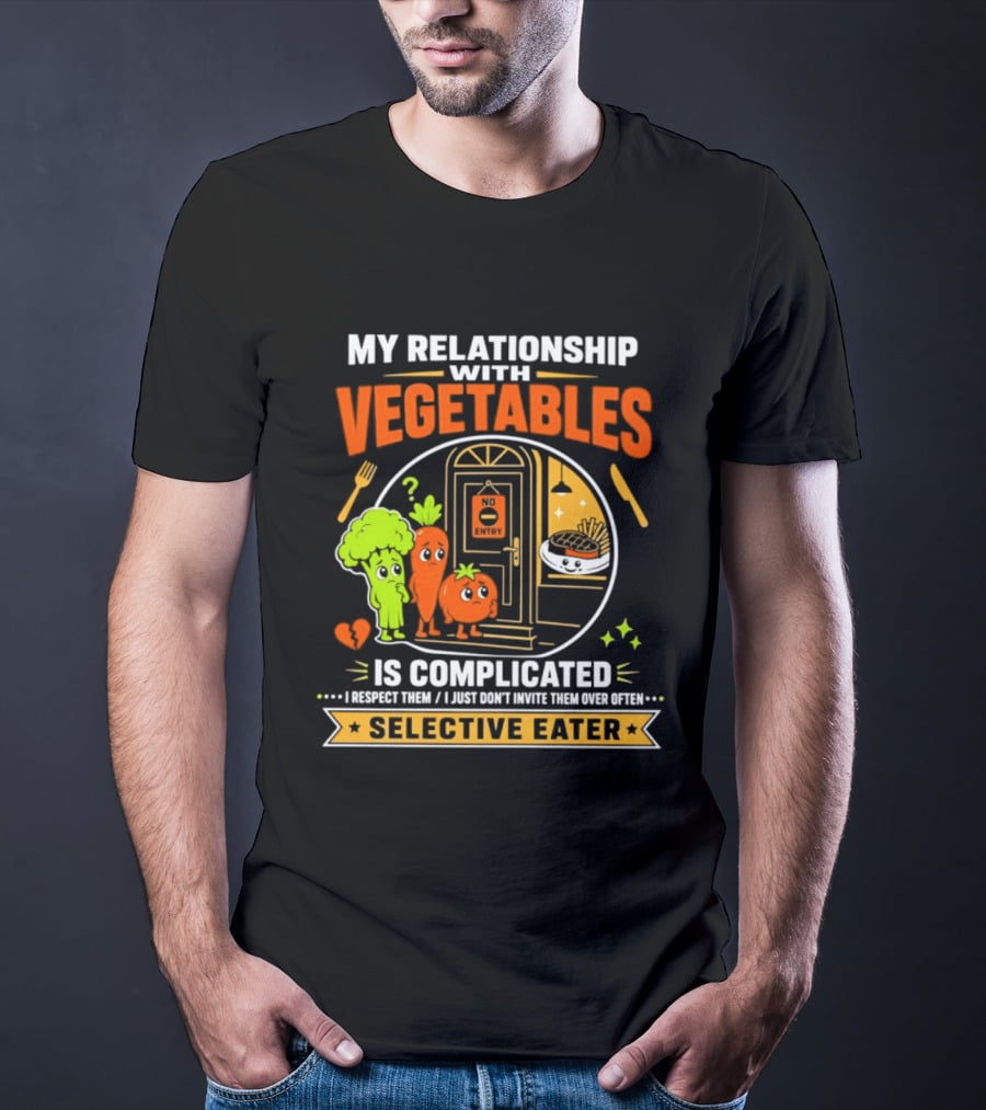 My Relationship With Vegetables Is Complicated Selective Eater Broccoli Carrot Humor T-Shirt