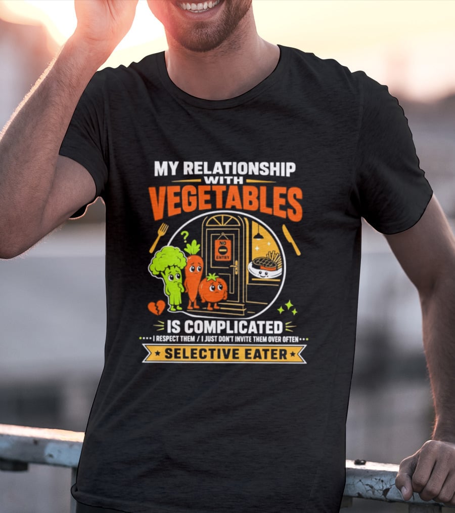 My Relationship With Vegetables Is Complicated Selective Eater Broccoli Carrot Humor T-Shirt