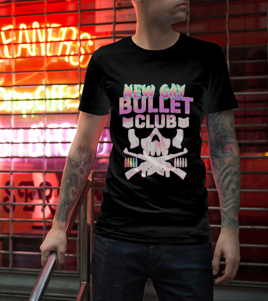New Gay Bullet Club Skull Rainbow Pride T-Shirt