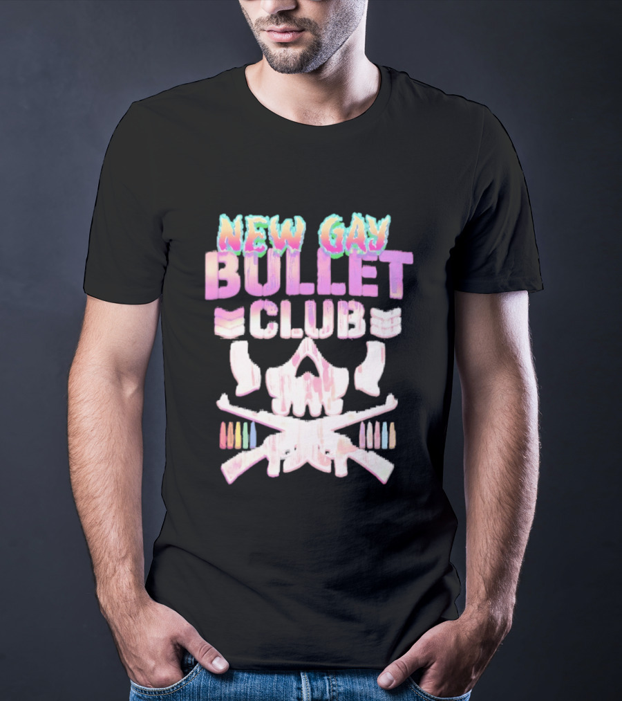 New Gay Bullet Club Skull Rainbow Pride T-Shirt