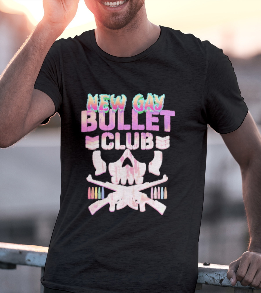 New Gay Bullet Club Skull Rainbow Pride T-Shirt