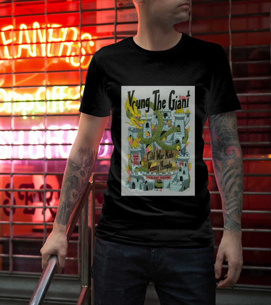 Young The Giant Aug 2 2026 Starlight Theatre Kansas City MO Cold War Kids KennyHoopla Dragon Castle T-Shirt