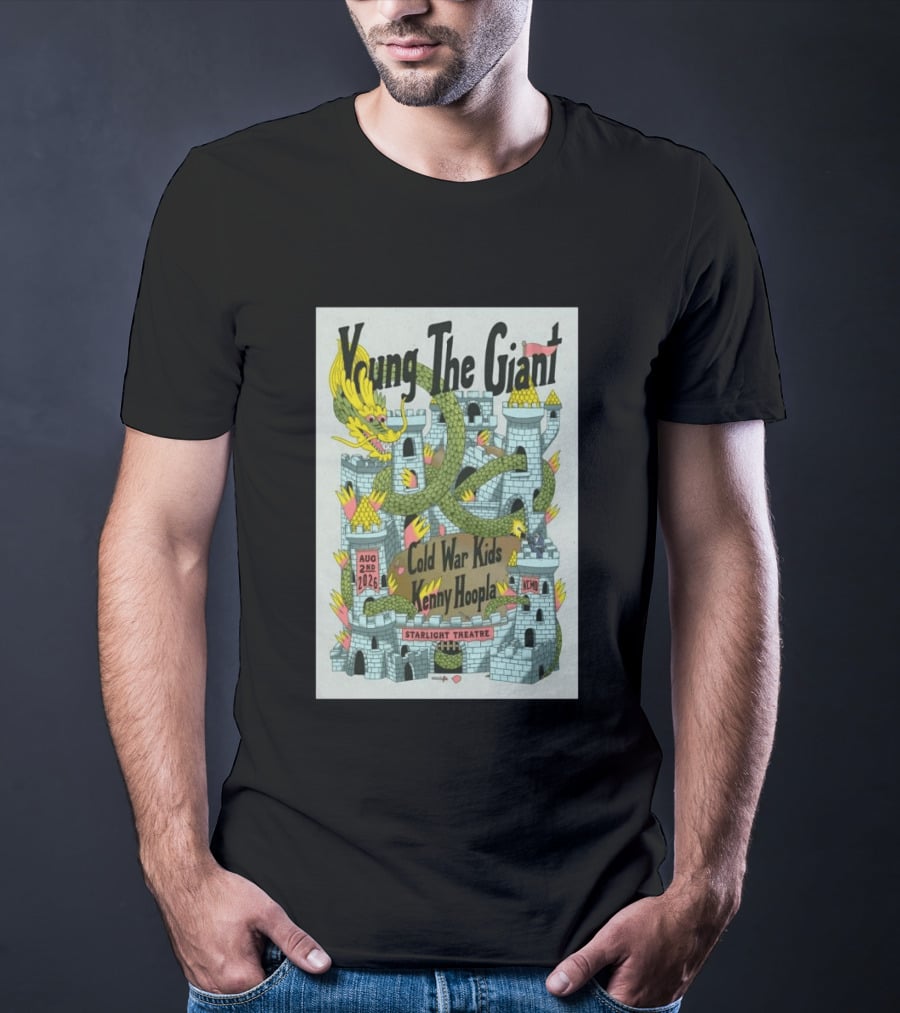 Young The Giant Aug 2 2026 Starlight Theatre Kansas City MO Cold War Kids KennyHoopla Dragon Castle T-Shirt