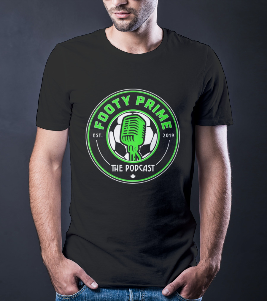 Footy Prime Podcast Est 2019 Soccer Microphone T-Shirt