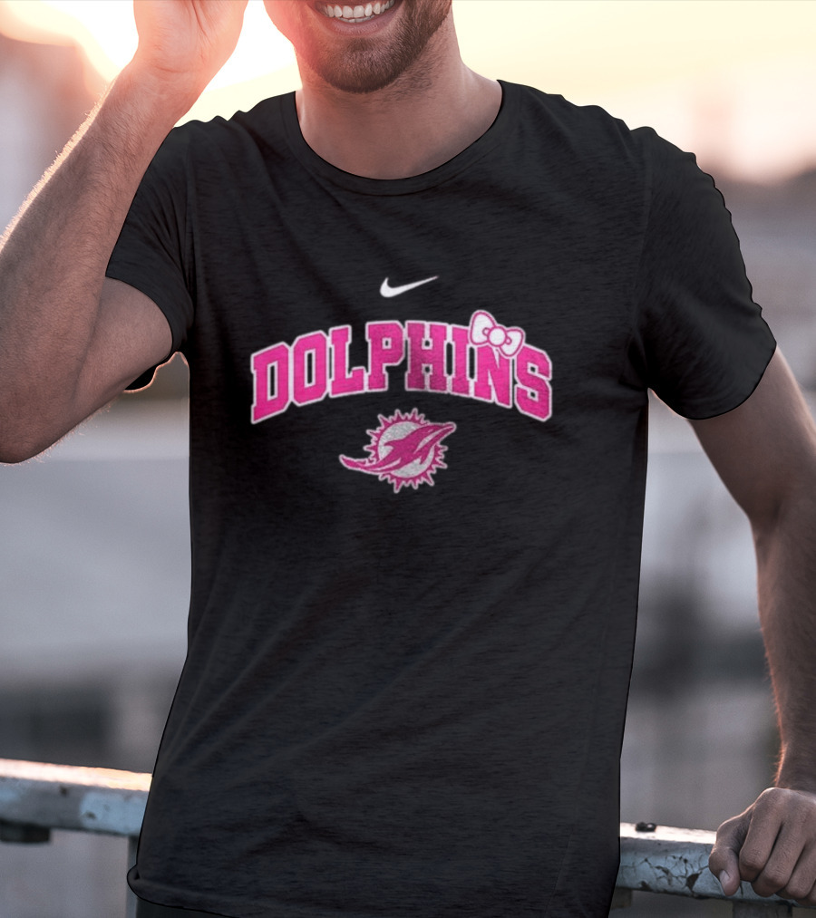 Miami Dolphins X Hello Kitty Her Fight Is Our Fight Pink Out T-Shirt