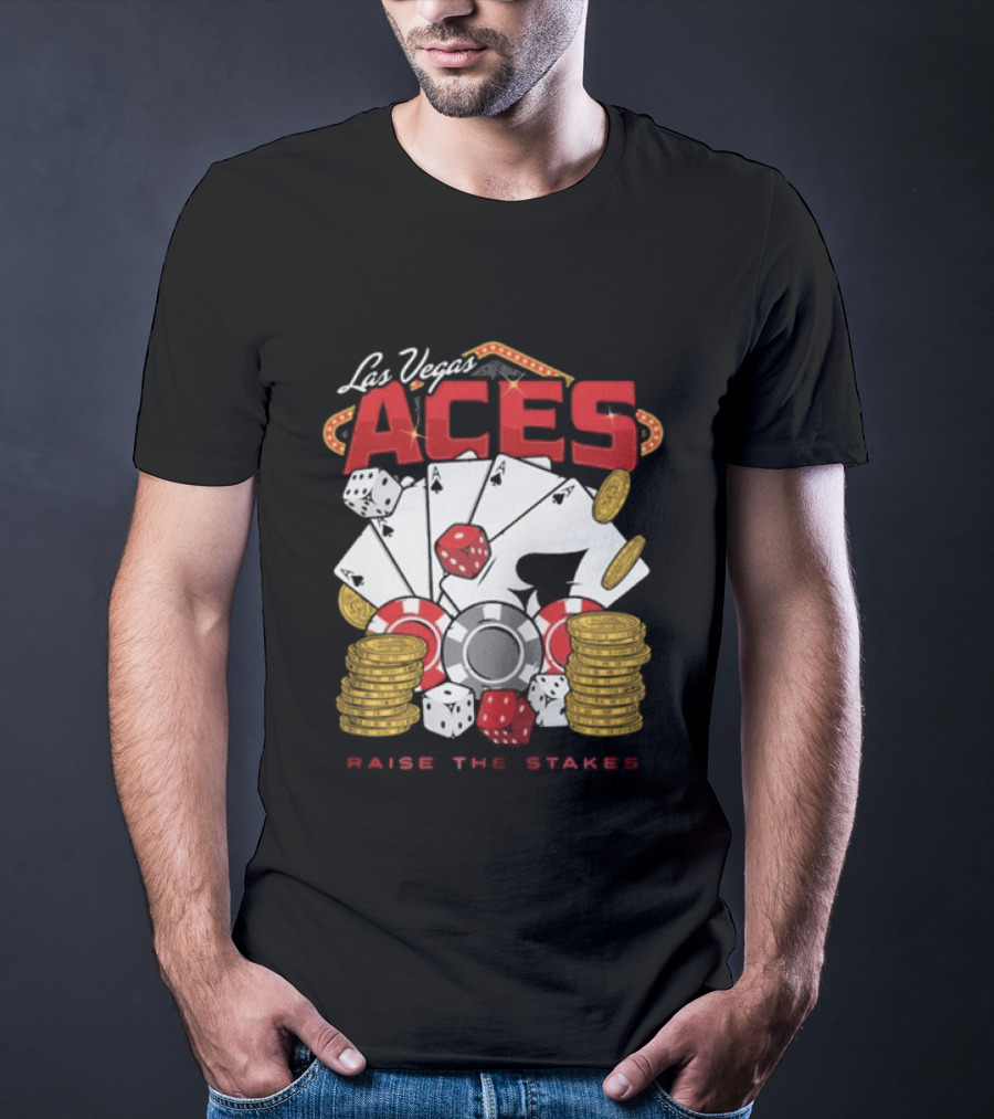 Las Vegas Aces Raise The Stakes Five Of A Kind Poker T-Shirt