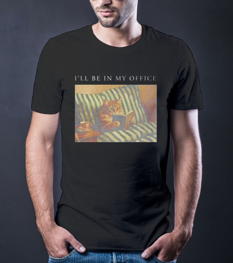 Cat I'll Be In My Office Reading With Coffee T-Shirt