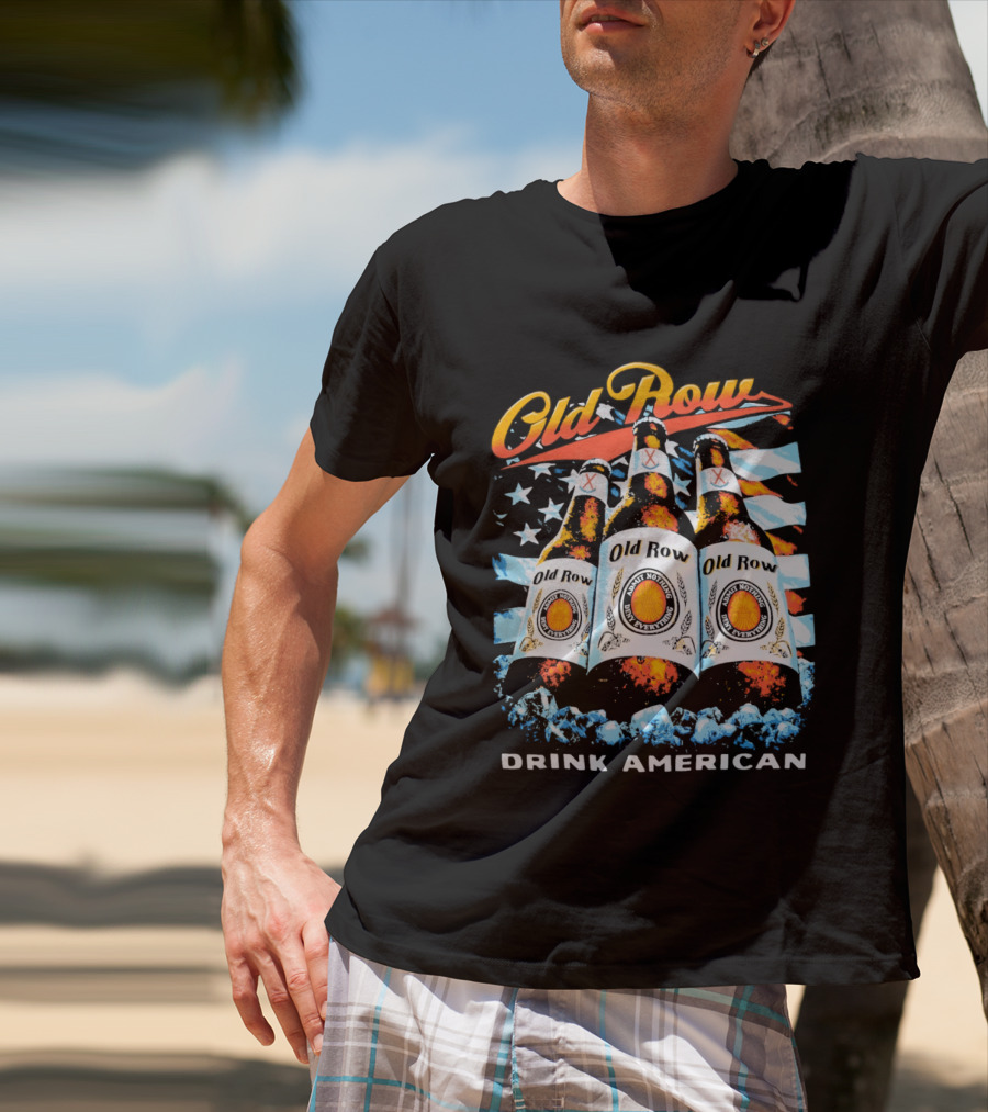 Old Row Beer Bottles American Flag Drink American T-Shirt