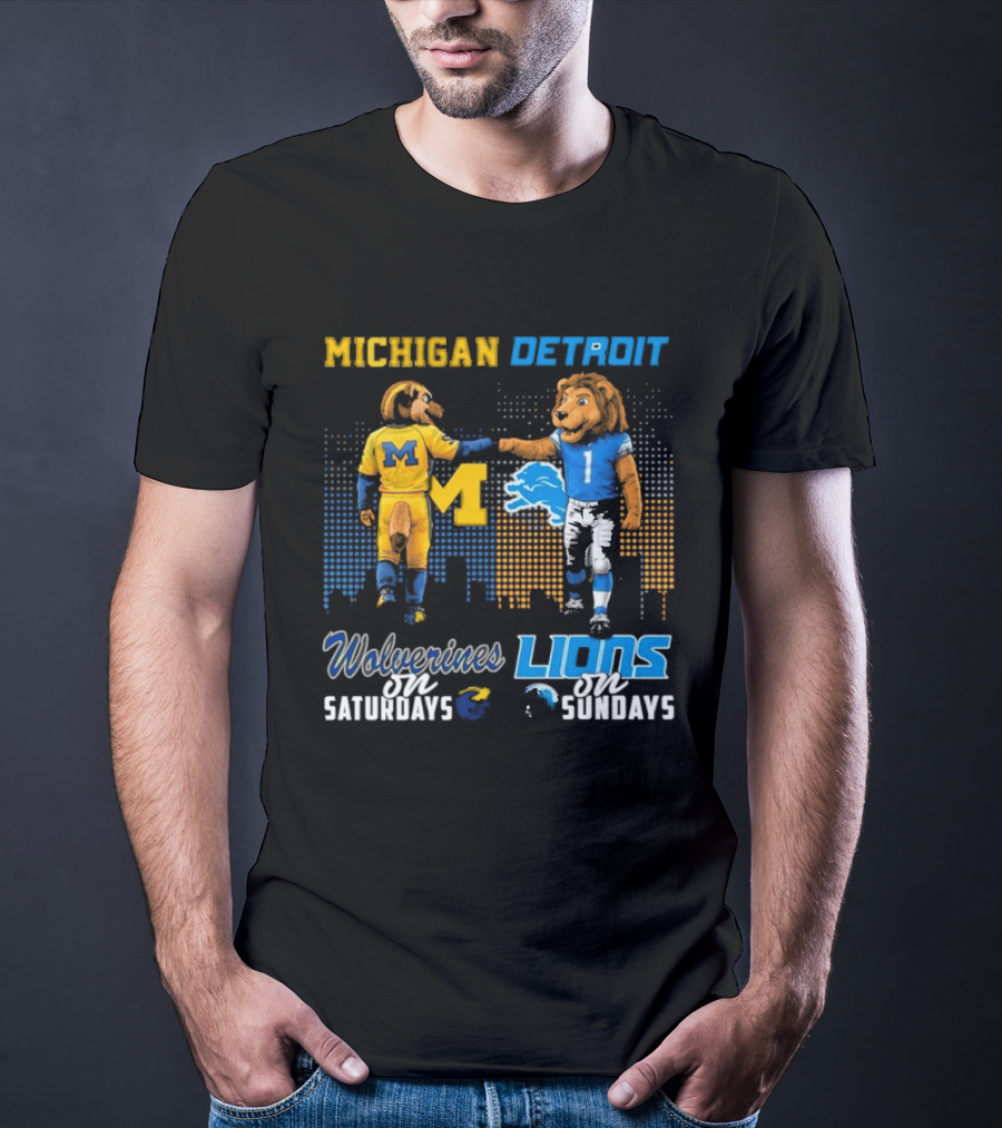 Michigan Wolverines Detroit Lions Fist Bump Saturdays Sundays T-Shirt