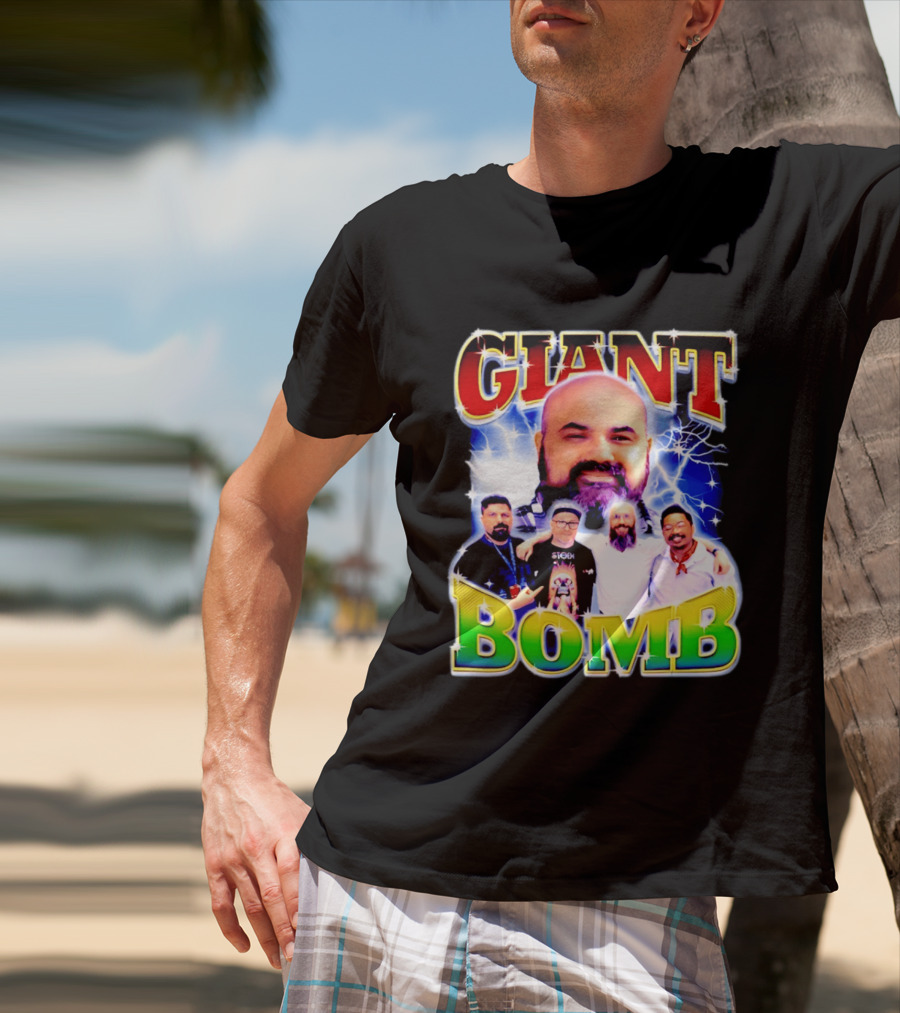 Giant Bomb Crew With Lightning Background 2026 T-Shirt