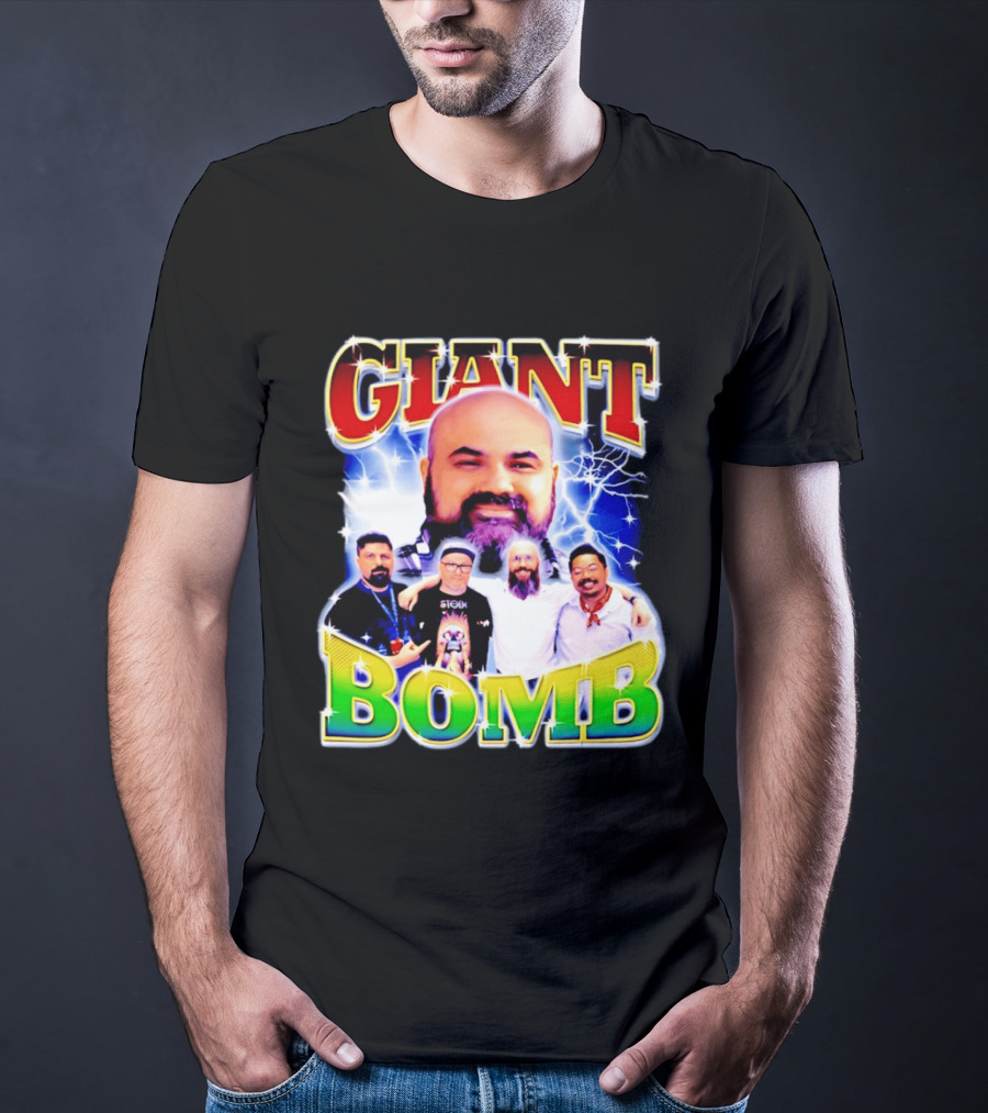 Giant Bomb Crew With Lightning Background 2026 T-Shirt