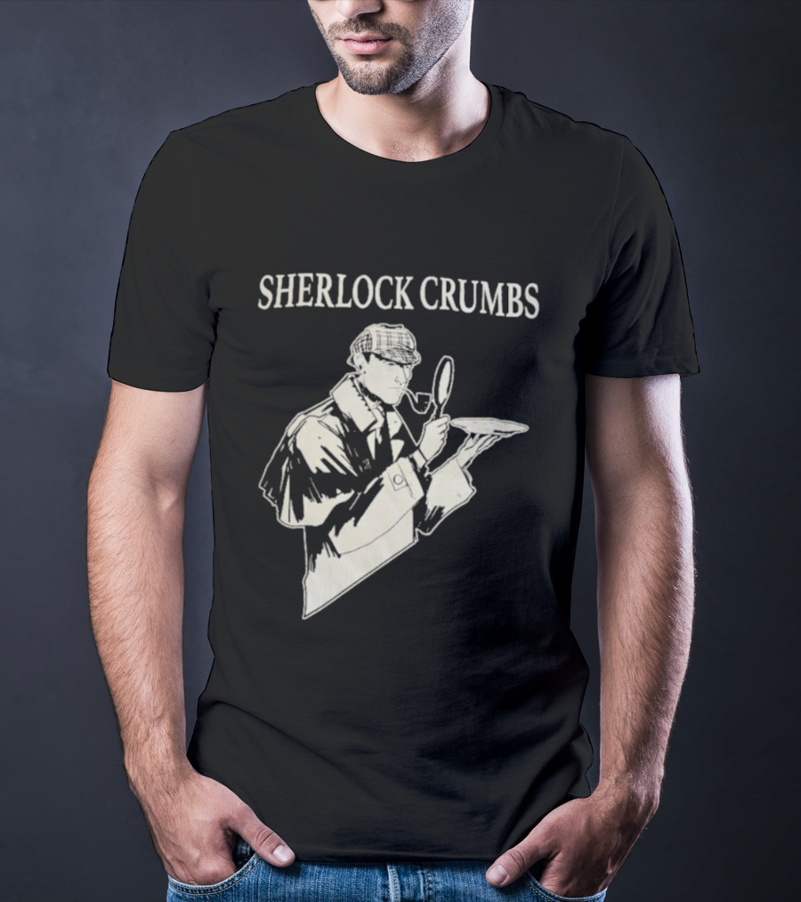 Sherlock Crumbs Detective Magnifying Glass Pipe T-Shirt