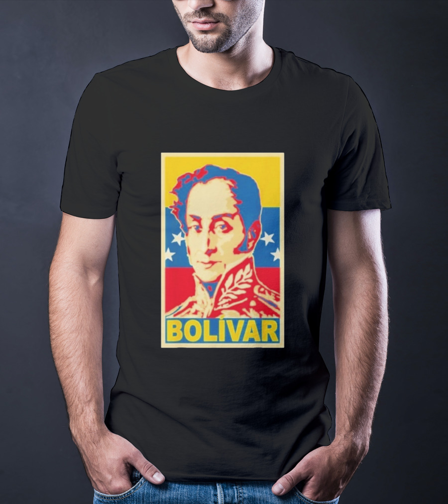 Bolivar Portrait Venezuelan Flag Colors Stars T-Shirt