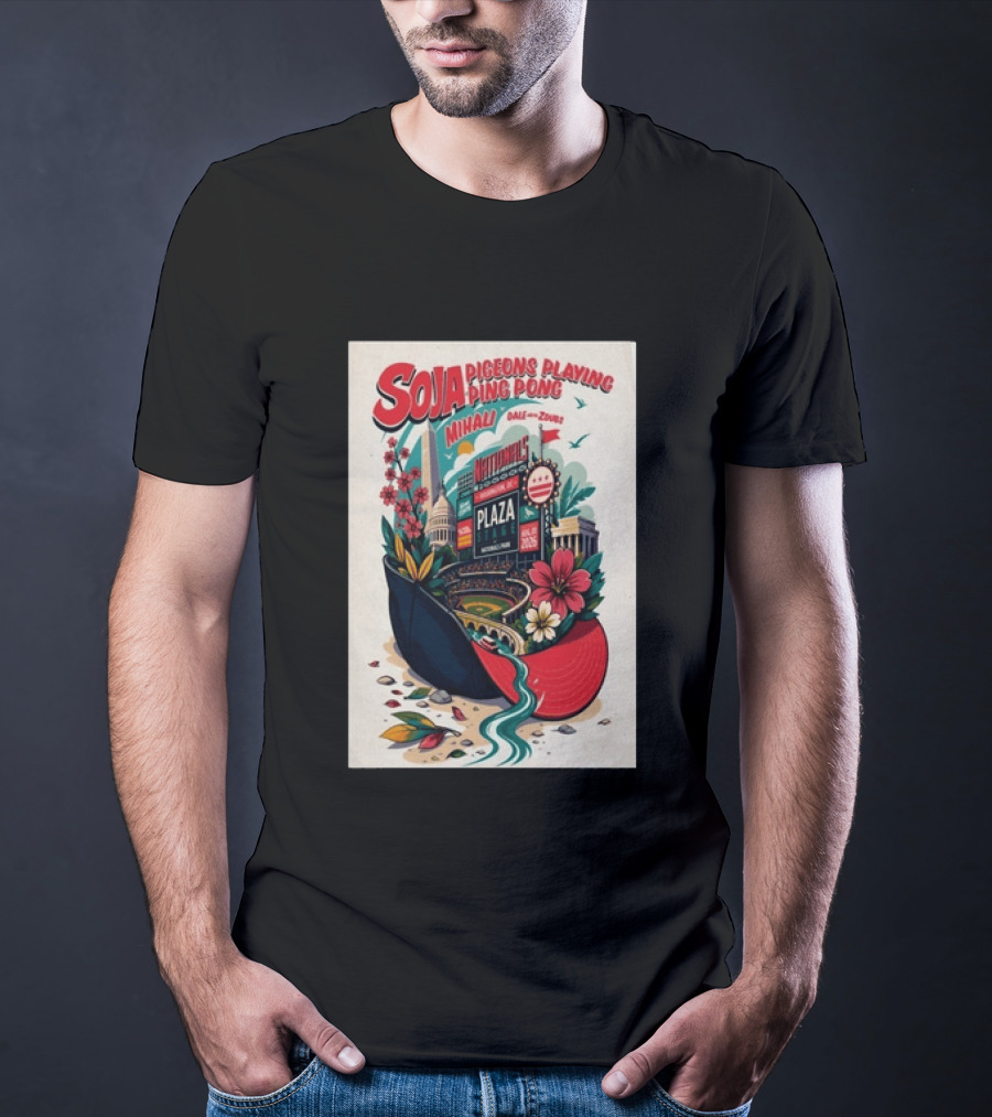 SOJA Pigeons Playing Ping Pong Nationals Park Plaza Stage Washington DC August 1 2026 T-Shirt