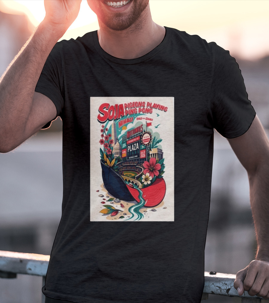 SOJA Pigeons Playing Ping Pong Nationals Park Plaza Stage Washington DC August 1 2026 T-Shirt