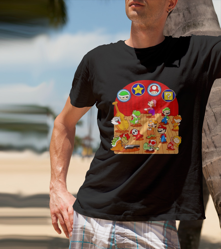 Super Mario Bros Peanuts Characters Dancing Plumber Game Mashup T-Shirt