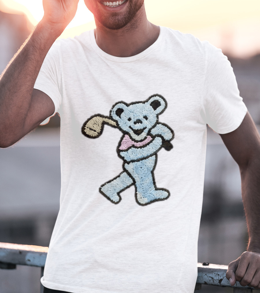 2026 Grateful Dead Bear Golf Embroidered Patch T-Shirt
