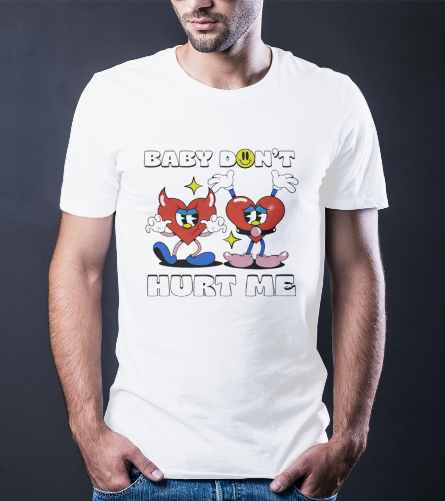 Baby Don't Hurt Me Heart Characters With Smile Emoji T-Shirt