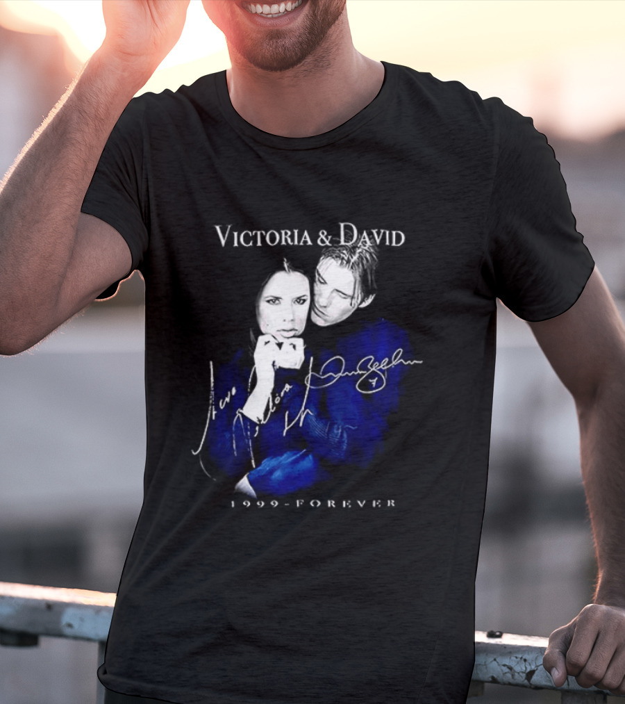 Victoria And David Beckham 1999 Forever Signatures T-Shirt