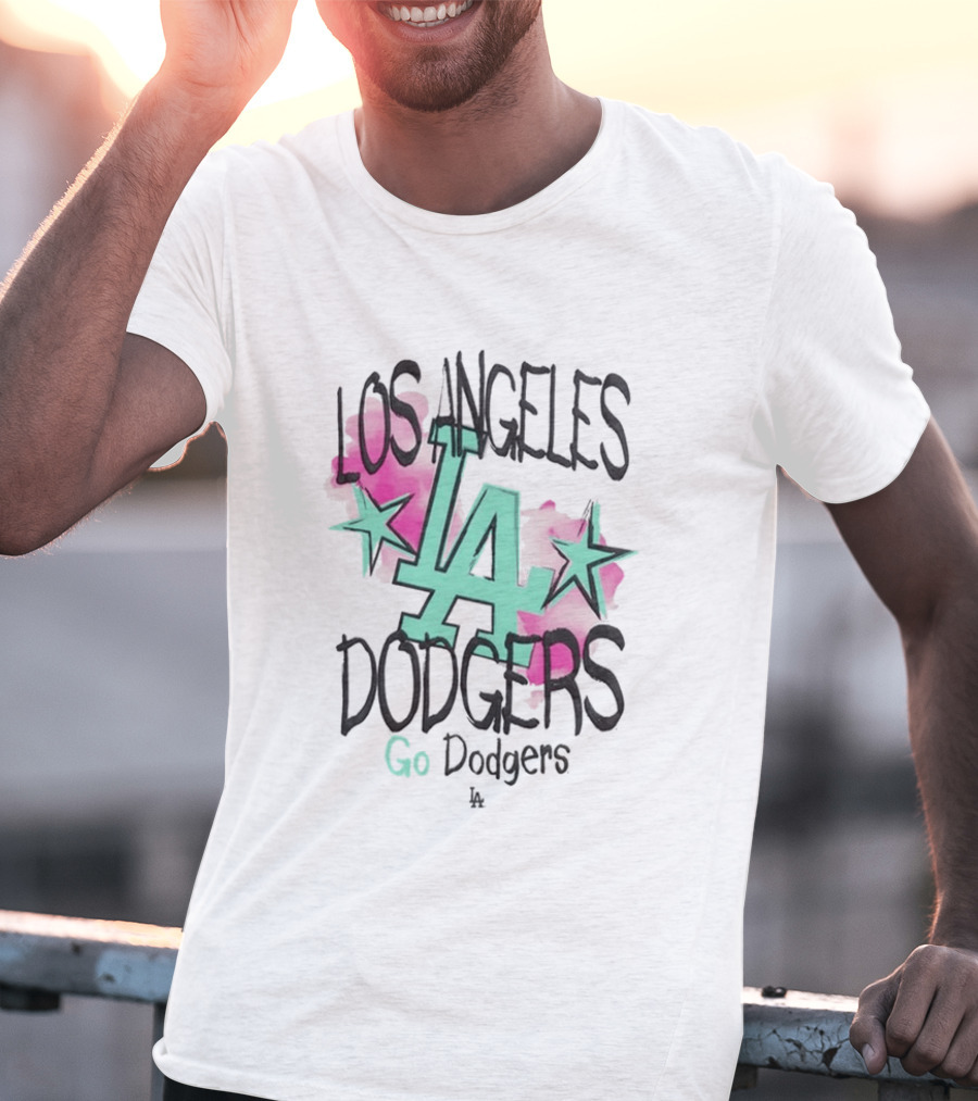 Los Angeles Dodgers LA Watercolor Stars Go Dodgers T-Shirt