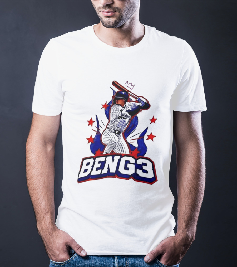 BENG3 Baseball Player Pinstripe Jersey Crown Stars T-Shirt