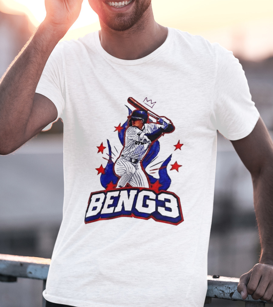 BENG3 Baseball Player Pinstripe Jersey Crown Stars T-Shirt