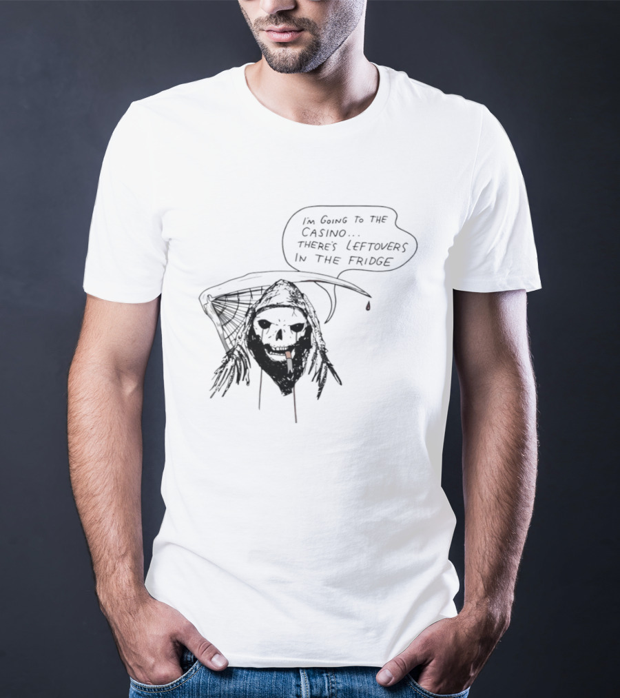 Skeleton Smoking Going To The Casino Leftovers In The Fridge T-Shirt