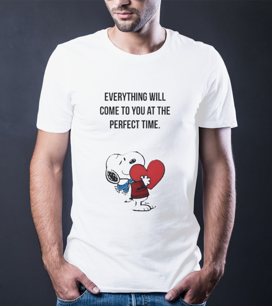Snoopy Peanuts Everything Will Come To You At The Perfect Time Red Heart T-Shirt